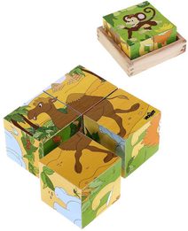 WOODY DŘEVO Kubus Safari obrázkové dětské kostky 4ks *DŘEVĚNÉ HRAČKY*
