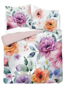 Francouzské povlečení 3D Květy akvarel micro Polyester - mikrovlákno, 220/200, 2x70/80 cm