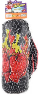 Set boxovací pytel dětský černý s obrázkem 32cm s boxerskými rukavicemi