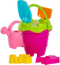 PL Sada na písek holčičí kyblík zámek set s konvičkou a nástroji 7ks různé barvy