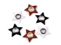 Průchodka s koženkovou hvězdou k našití, průvlek 8 mm 20 kusů