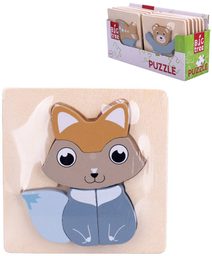 DŘEVO Puzzle baby vkládací zvířátka 5 dílků skládačka na desce 3 druhy