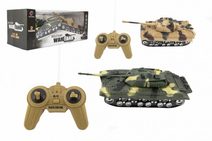 Tank RC 2ks 25cm plast tanková bitva na baterie se zvukem se světlem v krabici 43x17x19cm