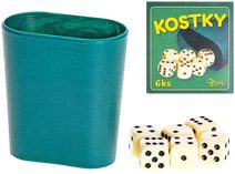 Hra Kostky hrací set 6ks s kelímkem plast v krabici