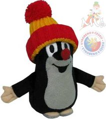 Krtek (krteček) mini s červenou čepicí 14 cm * PLYŠOVÉ HRAČKY