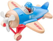 WOODY DŘEVO Letadlo baby s pilotem na baterie Světlo Zvuk