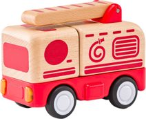 WOODY DŘEVO Auto baby hasiči na setrvačník na baterie Světlo Zvuk