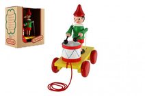 Pinocchio s bubnem tahací dřevo 20cm