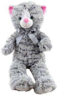 PLYŠ Kočka mourovatá s mašlí 55cm šedá *PLYŠOVÉ HRAČKY*