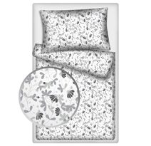 Povlečení hladká bavlna LUX - Kytičky šedé 140x200 + 70x90 cm