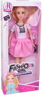 Panenka fashion 29cm letní růžové krátké šaty s kočičkou v krabici