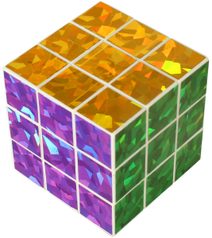 Hra Hlavolam (Rubikova) magická kostka 6,5cm metalická třpytivá 3x3x3