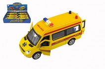 Auto ambulance kov/plast 15cm na baterie se světlem se zvukem na zpětné natažení