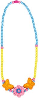 BINO DŘEVO Náhrdelník růžový korálky kytička *DŘEVĚNÉ HRAČKY*