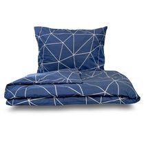 Francouzské prodloužené bavlněné povlečení NORDIC COLLECTION 240x220, 70x90cm GRID modré