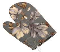 Kuchyňská chňapka - 28x18 cm Listí šedá