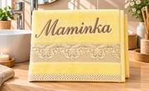 Froté ručník orchidea s výšivkou MAMINKA Žlutá 76/003