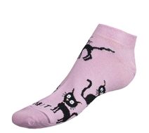 Ponožky nízké Kočka sv.růžová - 39-42 světle růžová,černá