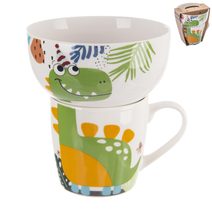 Hrnek + miska porcelánový set dino 0,35 l O0496