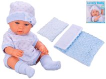 Panenka miminko set batole s peřinkami modré tvrdé tělíčko