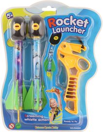 Rakety vystřelovací pískací set 2 šipky s vystřelovačem plast