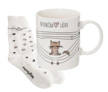 Hrnek ker. NEKONEČNÁ LÁSKA 0,35 l+ponožky kočka - dia 8 x 9,3 cm