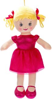 Panenka Viktorka soft textilní tmavě růžová hadrová látková na baterie CZ Světlo Zvuk