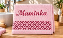 Froté ručník krajka s výšivkou MAMINKA Růžová K/310