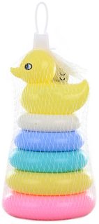 Pyramida s kroužky kačenka navlékací baby věžička barevná plast