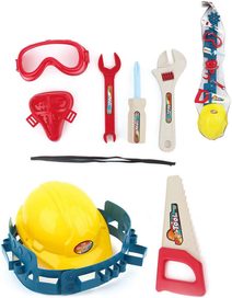 Pracovní nářadí dětské plastové na opasku set s ochrannou helmou