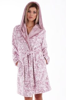 Krátký dámský župan Flora mauve mist 48 56 4303