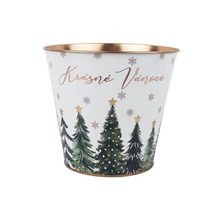 Vánoční plechový květináč K4987/3 - D16.5XH15.2 cm B:D12 cm