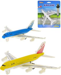 Letadlo dopravní kovové 14cm zpětný chod 3 barvy na kartě