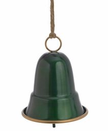 Kovový zvonek 14 cm - zelená/zlatá