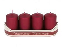 Adventní svíčky válec 40/70 mm 4 ks - metalicky vínová mat