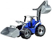 Traktor se lžící a bagrem 107cm modro-šedý plast 02081