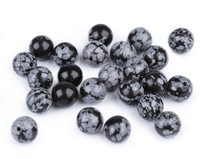 Minerálové korálky Obsidián vločkový Ø8 mm balení 40 kusů