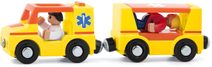 WOODY DŘEVO Auto ambulance set s vagonkem a 4 figurkami doplněk k vláčkodráze