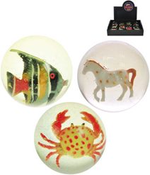 Hopík se zvířátkem uvnitř 7cm průhledný skákací balonek