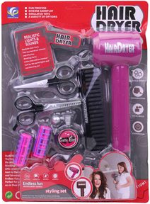 Kadeřnický dětský set s funkčním fénem a doplňky na baterie Světlo Zvuk