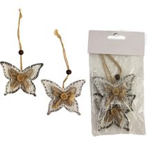 Motýl dřevěný, 2ks D0584 - 7,5 x 1 x 6 cm
