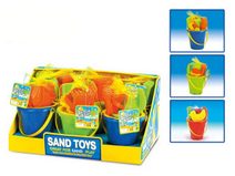 Pískový set kbelík barevný se 2 nástroji a formičkami sada na písek 3 barvy