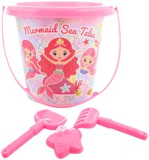 Pískový set kyblík 15cm s formičkou a 2 nástroji Mořská panna sada na písek 4ks