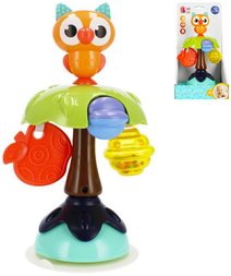 BAM BAM Baby Sova edukační 20cm kolotoč s přísavkou chrasticí pro miminko