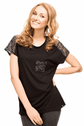 Dámská halenka Lynn black - krátký rukáv Halenky s krátkým rukávem