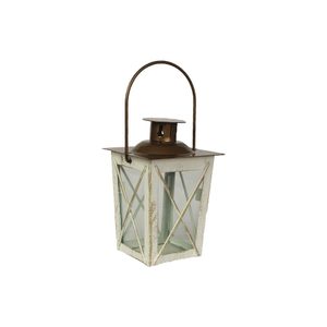 Mini kovová lucernička 11 cm bílo-zlatá – elegantní dekorace na stůl i okno K1994