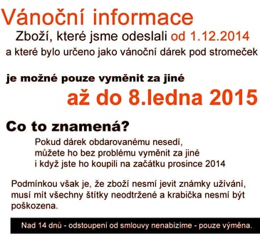 Vánoční výměna dárků prodloužena do 8.1.2015