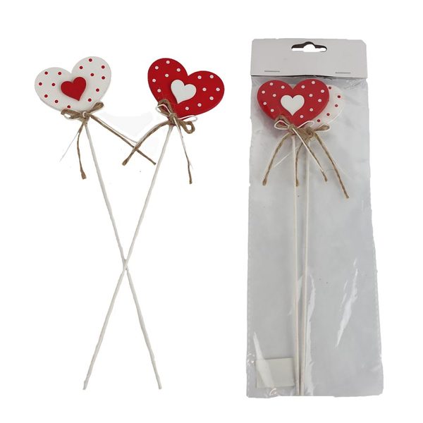 Zápich srdce, 2 ks D6020-08 - 6 × 5 × 25 cm