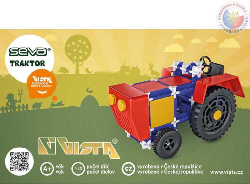 SEVA Traktor plastová STAVEBNICE 115 dílků v krabici
