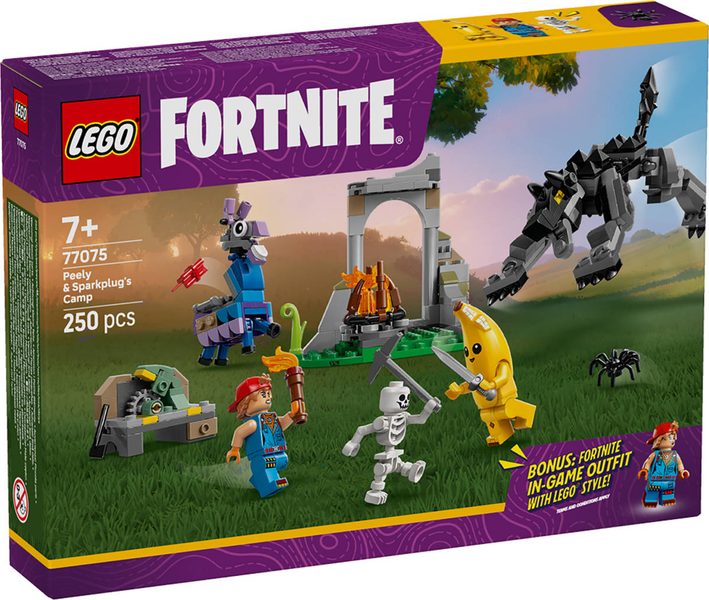 LEGO FORTNITE Peely a Sparkplug a jejich tábořiště 77075